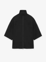 Boiled Wool Short Sleeve Black Jacket
