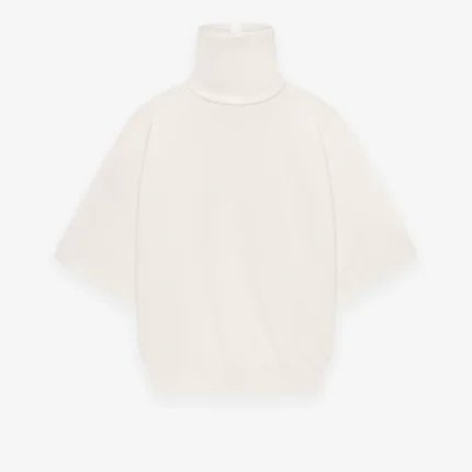 Merino Knit High Neck White Tee