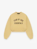 Womens Fleece Cropped Yellow Crewneck