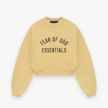 Womens Fleece Cropped Yellow Crewneck