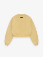 Womens Fleece Cropped Yellow Crewneck