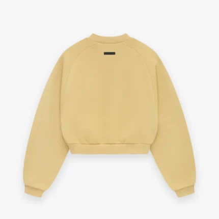 Womens Fleece Cropped Yellow Crewneck