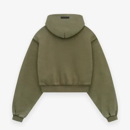 Womens Heavy Fleece Cropped V-Neck Dark Grey Hoodie