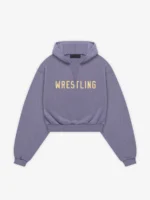 Womens Heavy Fleece Cropped V-Neck Purple Hoodie