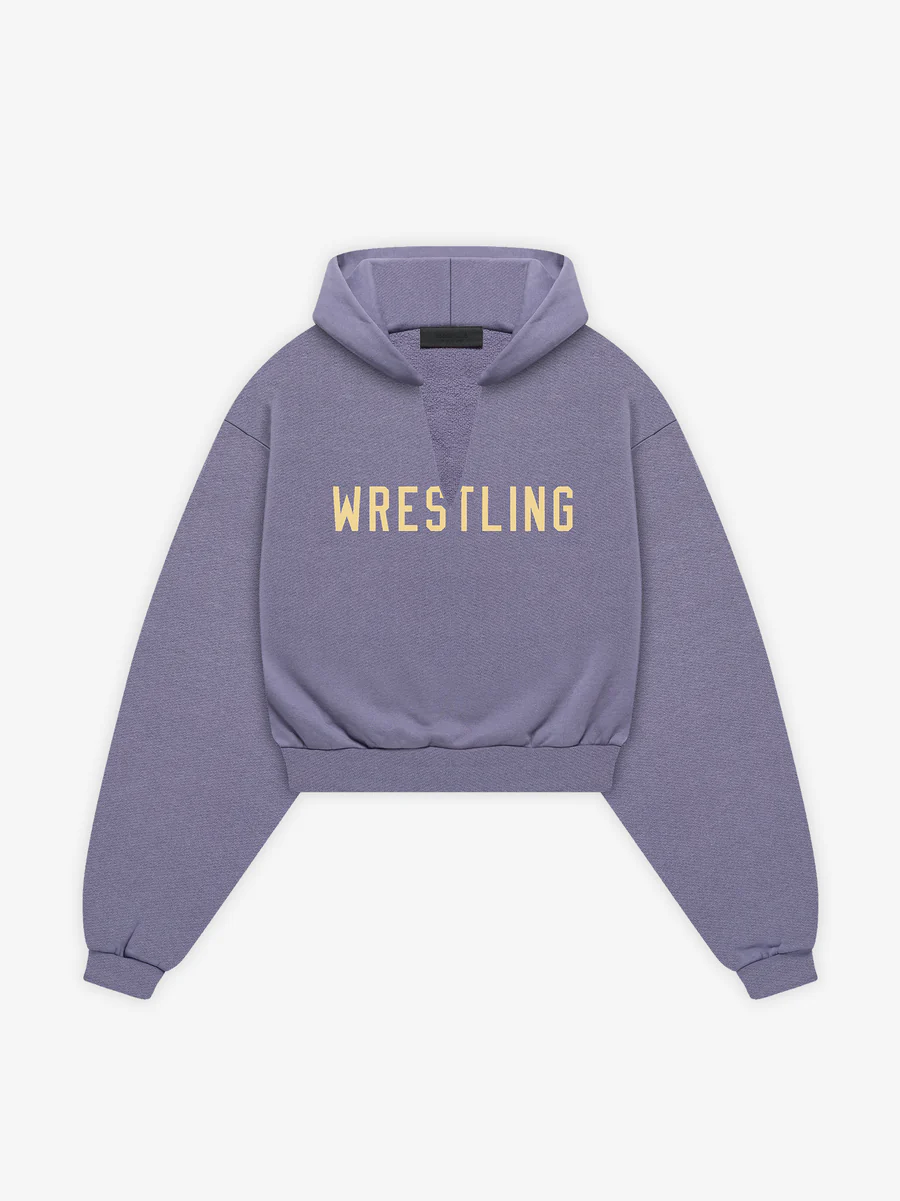 Womens Heavy Fleece Cropped V-Neck Purple Hoodie Womens Heavy Fleece Cropped V-Neck Purple Hoodie