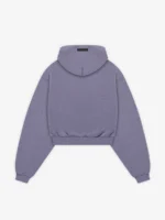 Womens Heavy Fleece Cropped V-Neck Purple Hoodie