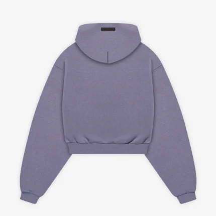 Womens Heavy Fleece Cropped V-Neck Purple Hoodie