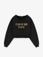 Womens Heavy Fleece Raw Cropped Crewneck