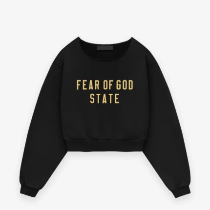 Womens Heavy Fleece Raw Cropped Crewneck