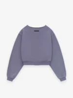 Womens Heavy Fleece Raw Cropped Purple Crewneck