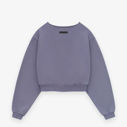 Womens Heavy Fleece Raw Cropped Purple Crewneck