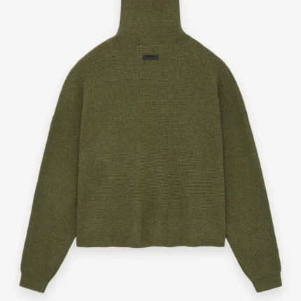 Womens Waffle Green Turtleneck
