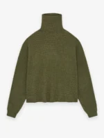 Womens Waffle Green Turtleneck