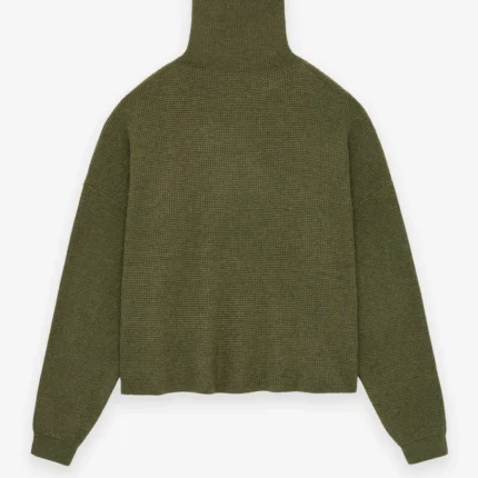 Womens Waffle Green Turtleneck