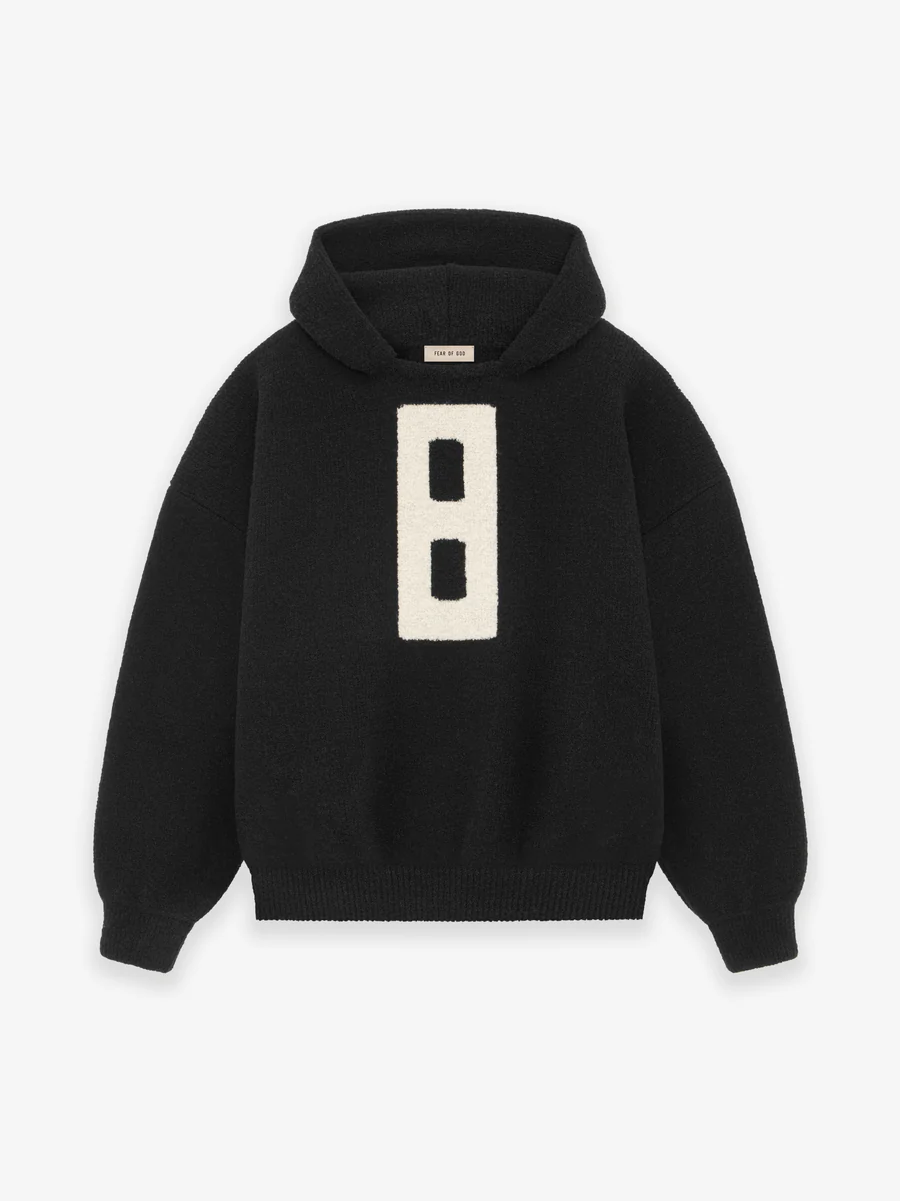 Wool Boucle 8 Black Hoodie Wool Boucle 8 Black Hoodie